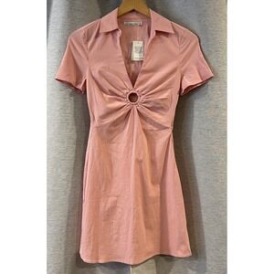abercrombie & fitch O ring front collard w sleeve mini dress peach color‎ XS NWT